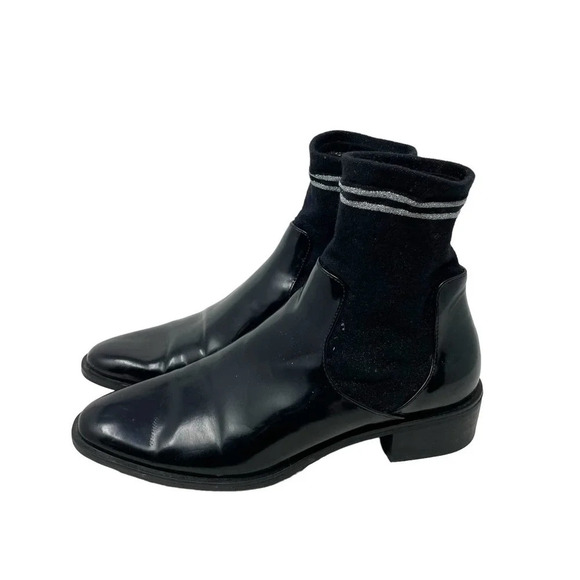 Zara Black Patent Leather Sock Boots Size 39‎ / US 8 - Picture 4 of 8